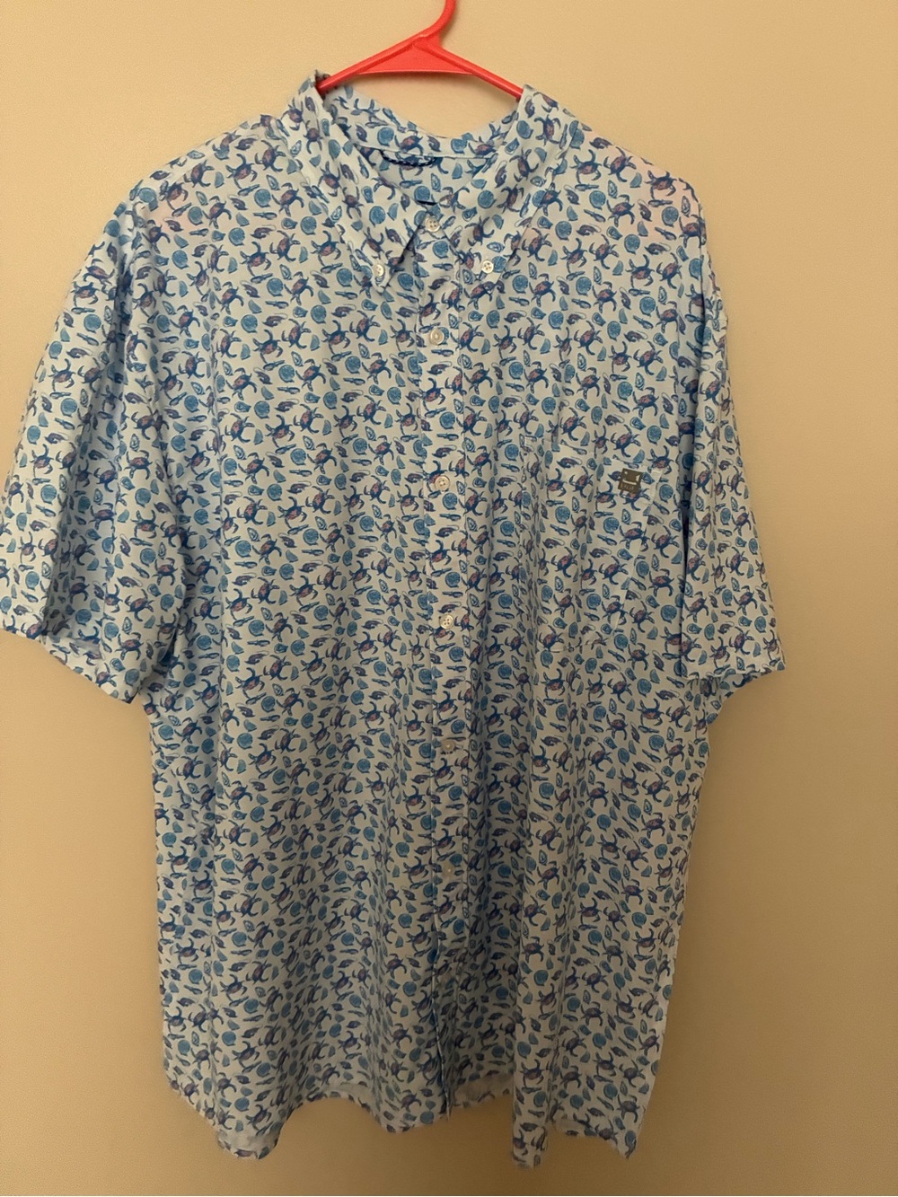 Men's Huk Light Blue Kona Short-Sleeve Button-Down Shirt